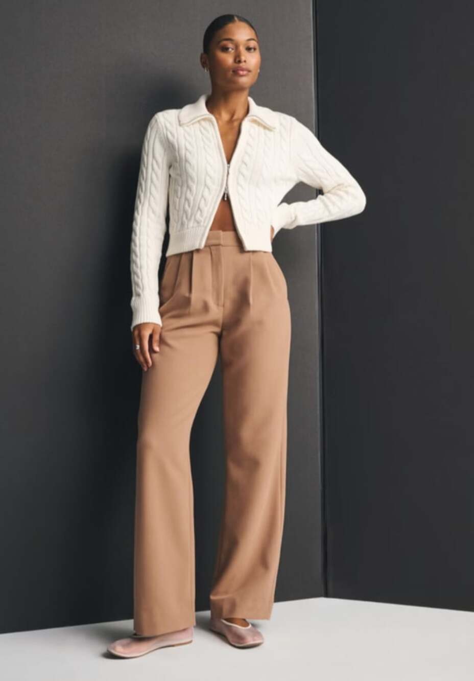 Abercrombie NWT A&F Sloane Tailored Wide Leg Pant in Camel Size 33